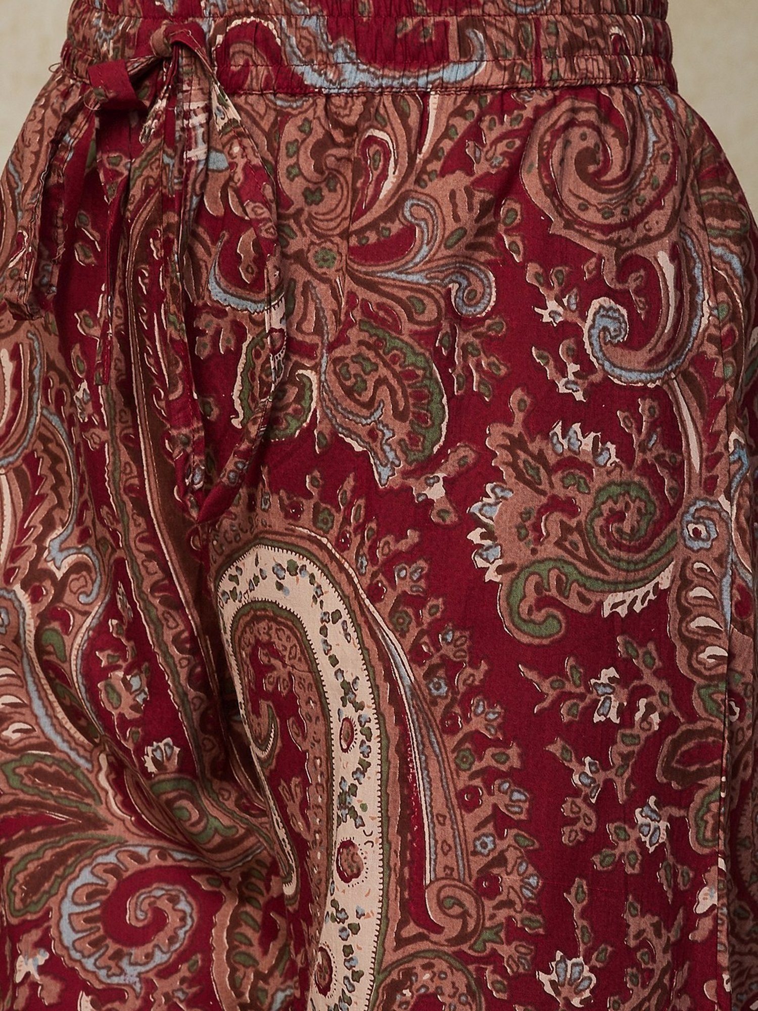 Fashor Maroon Cotton Printed Kurta Pant Set