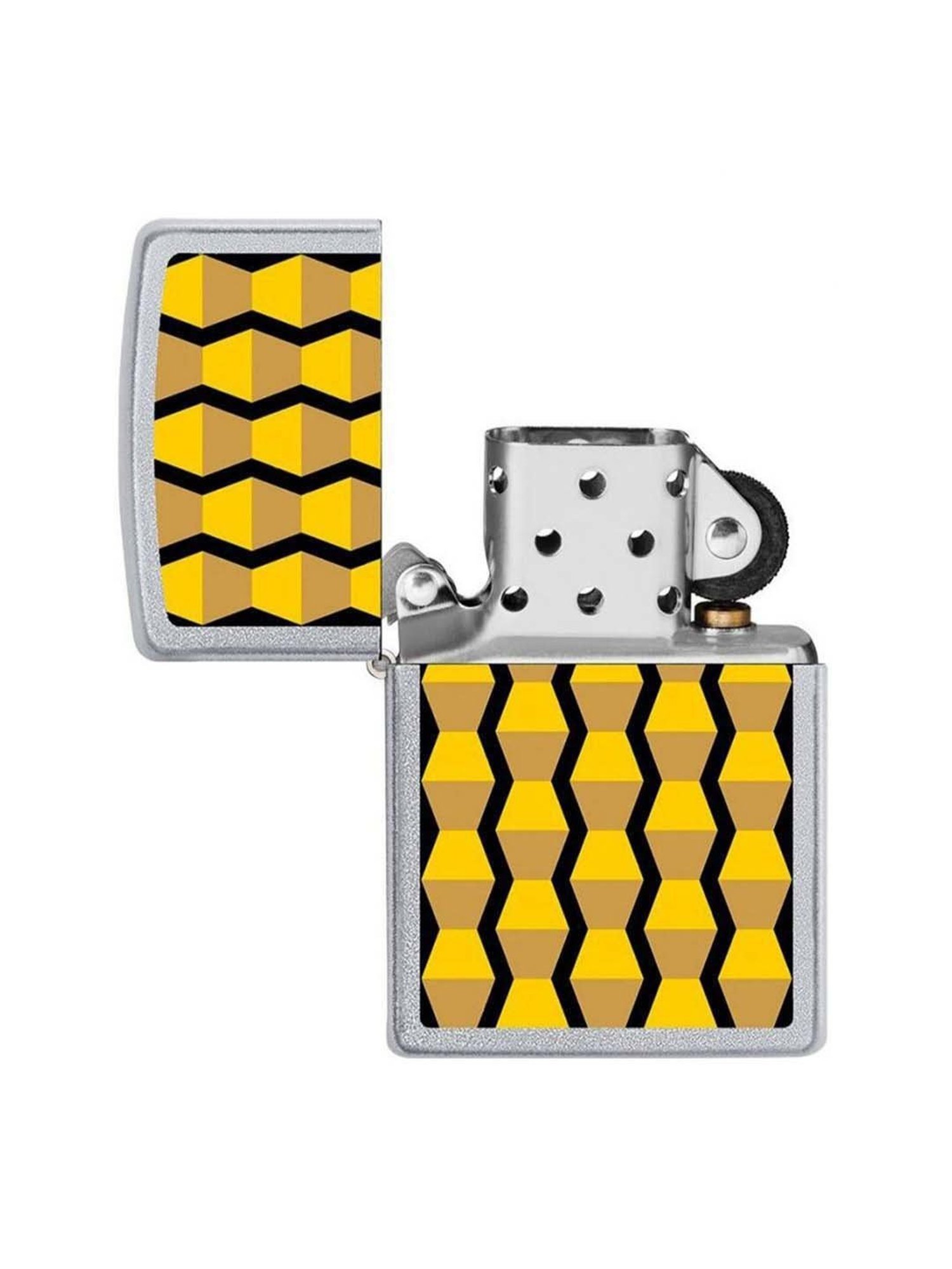 Zippo Yellow Endless Column Design Satin Brass Pocket Lighter