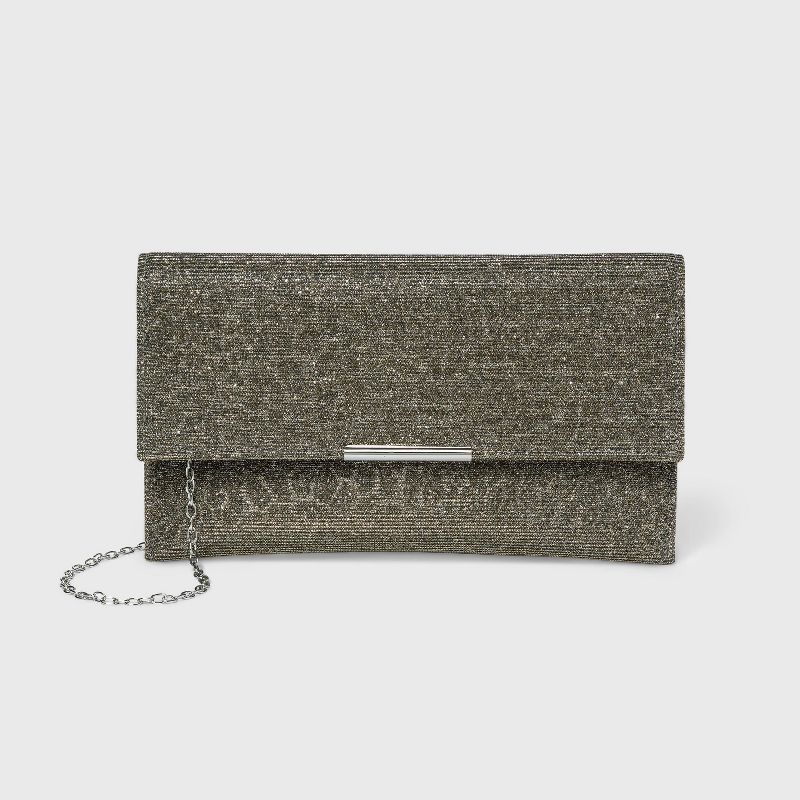 Estee & Lilly Snap Closure Shimmer Clutch - Green