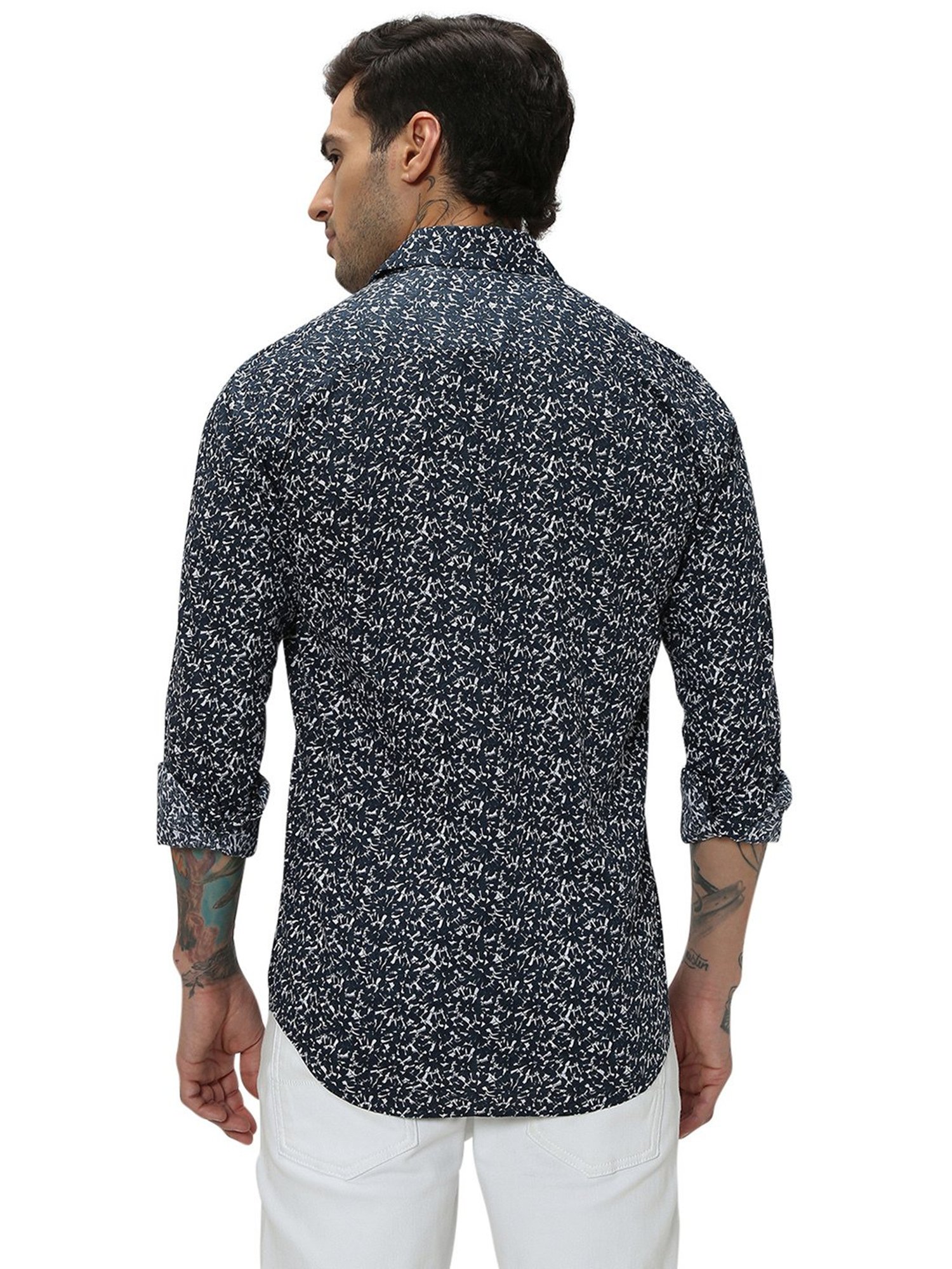 Mufti Navy Slim Fit Printed Shirt