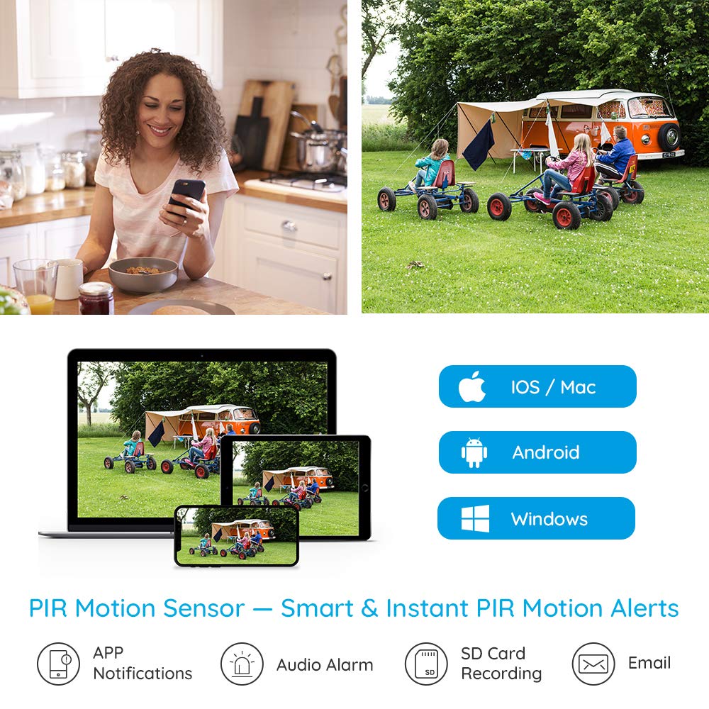 3G/4G LTE Outdoor Battery/Solar Powered Celluar Security Camera, 1080P HD Wire-free Camera w/SD Socket and Cloud, Color Night Vision, 2-Way Audio, PIR Motion Sensor, Reolink Go+Black Solar Panel