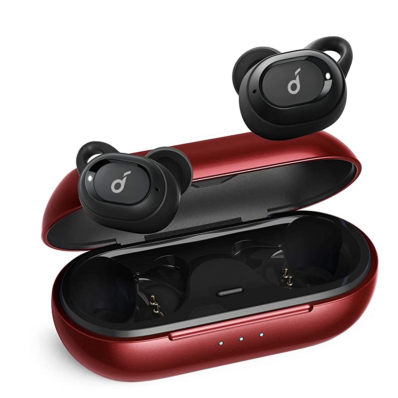 Upgraded Anker  Liberty Neo True Wireless Earbuds Pumping Bass IPX7 Waterproof Secure Fit Bluetooth 5 Headphones Stereo Calls Noise Isolation One Step Pairing Sports Red