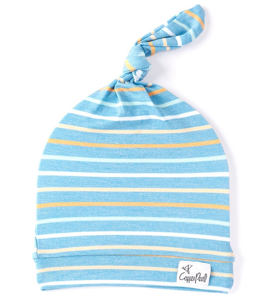 Copper Pearl Baby Milo Stripe Top Knot Hat