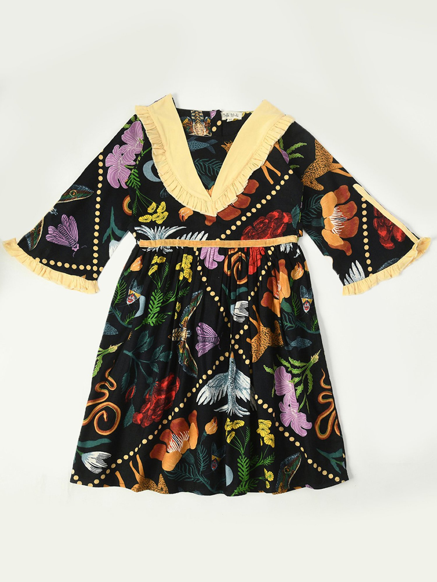 Bella Moda Kids Black Printed Full Sleeves Fit & Flare Dress
