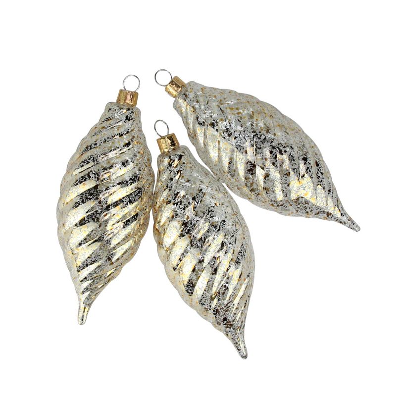 Barcana 3ct Clear and Gold Spiral Shatterproof Finial Christmas Ornaments 5.25"