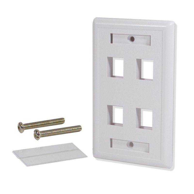 10 Pack Lot 4 port Hole Keystone Jack Wall Plate - White