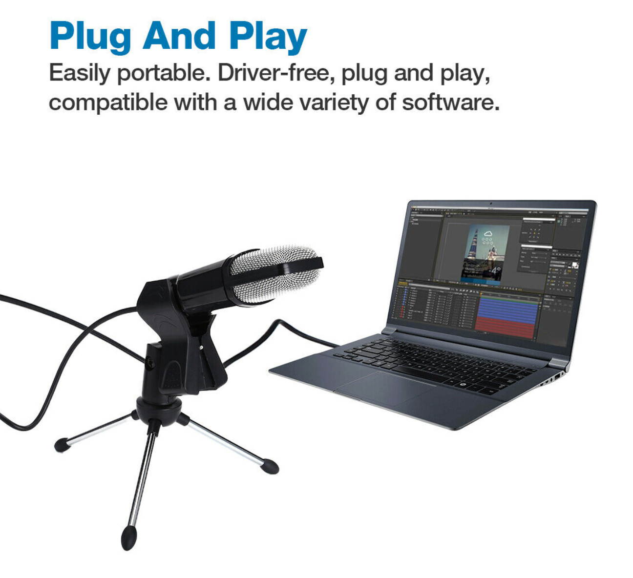Professional USB Condenser Microphone Studio Sound Recording Mic w/Stand Tripod