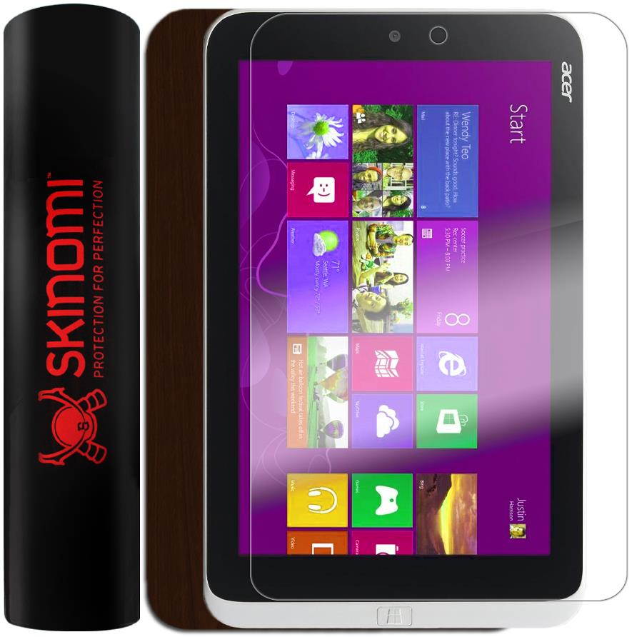 Skinomi&reg; Skin Dark Wood Cover+Screen Protector for Acer Iconia W3 8.1" Tablet