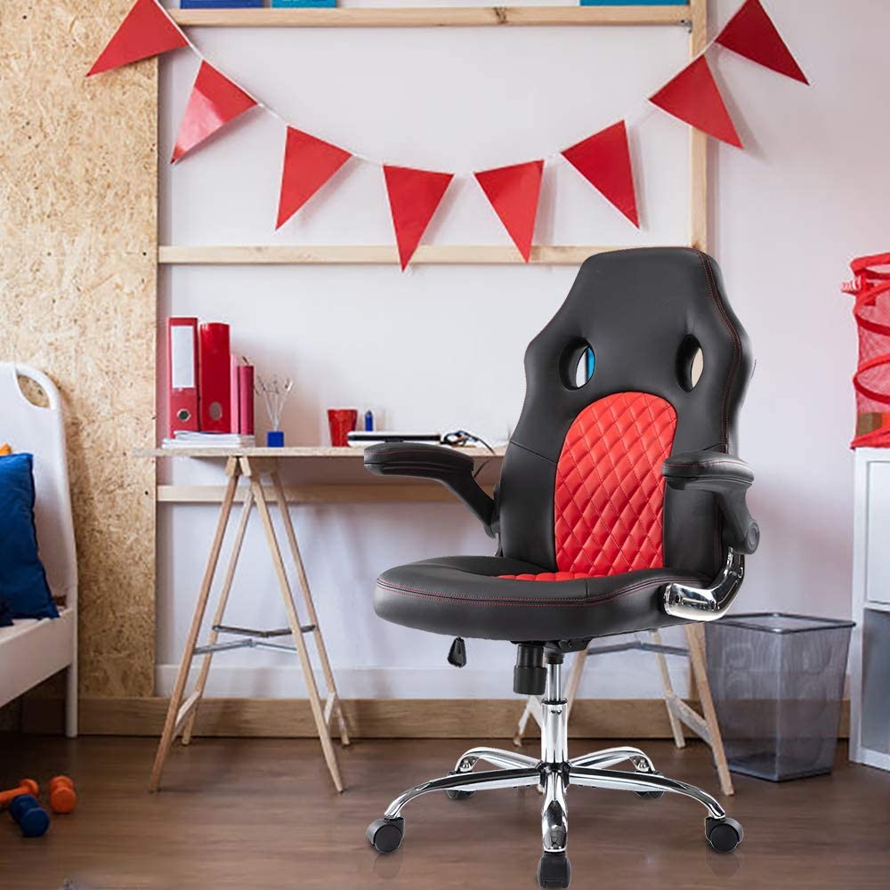 SMUGDESK Office Chair, Gaming Chair Leather, Computer Desk Chair Task Swivel Executive Chairs High Back with Padded Seat Armrests and Rolling Casters (Black)