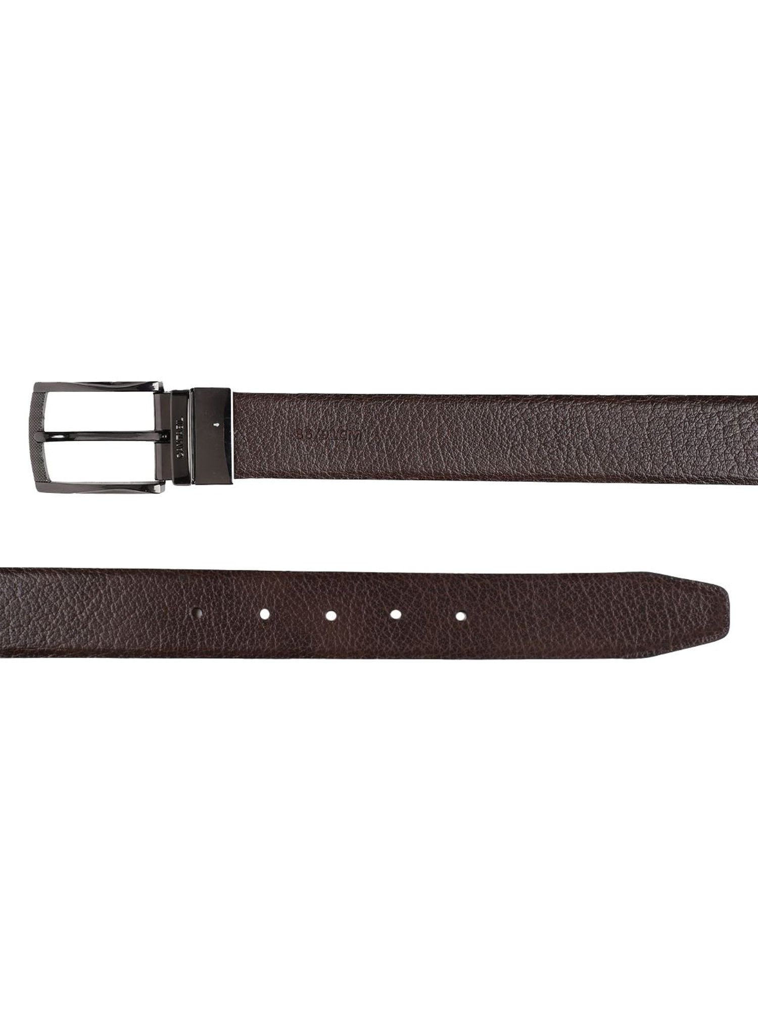 BELWABA Black Textured Formal Leather Belt for Men