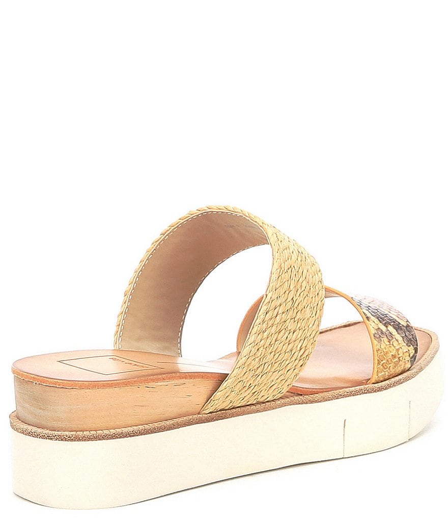 Dolce Vita Parni Snake Print Leather Banded Platform Slides