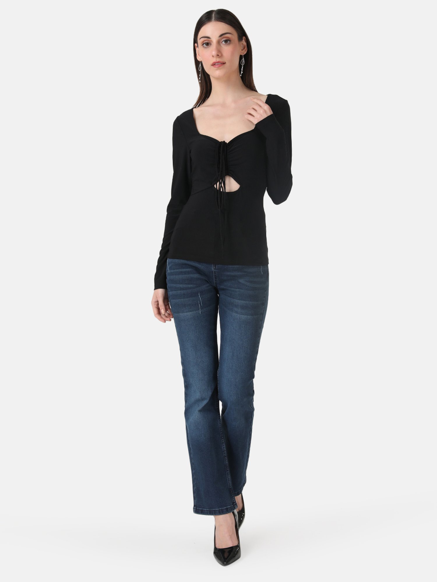 Kazo Cut-Out Ruched Tie Up Top