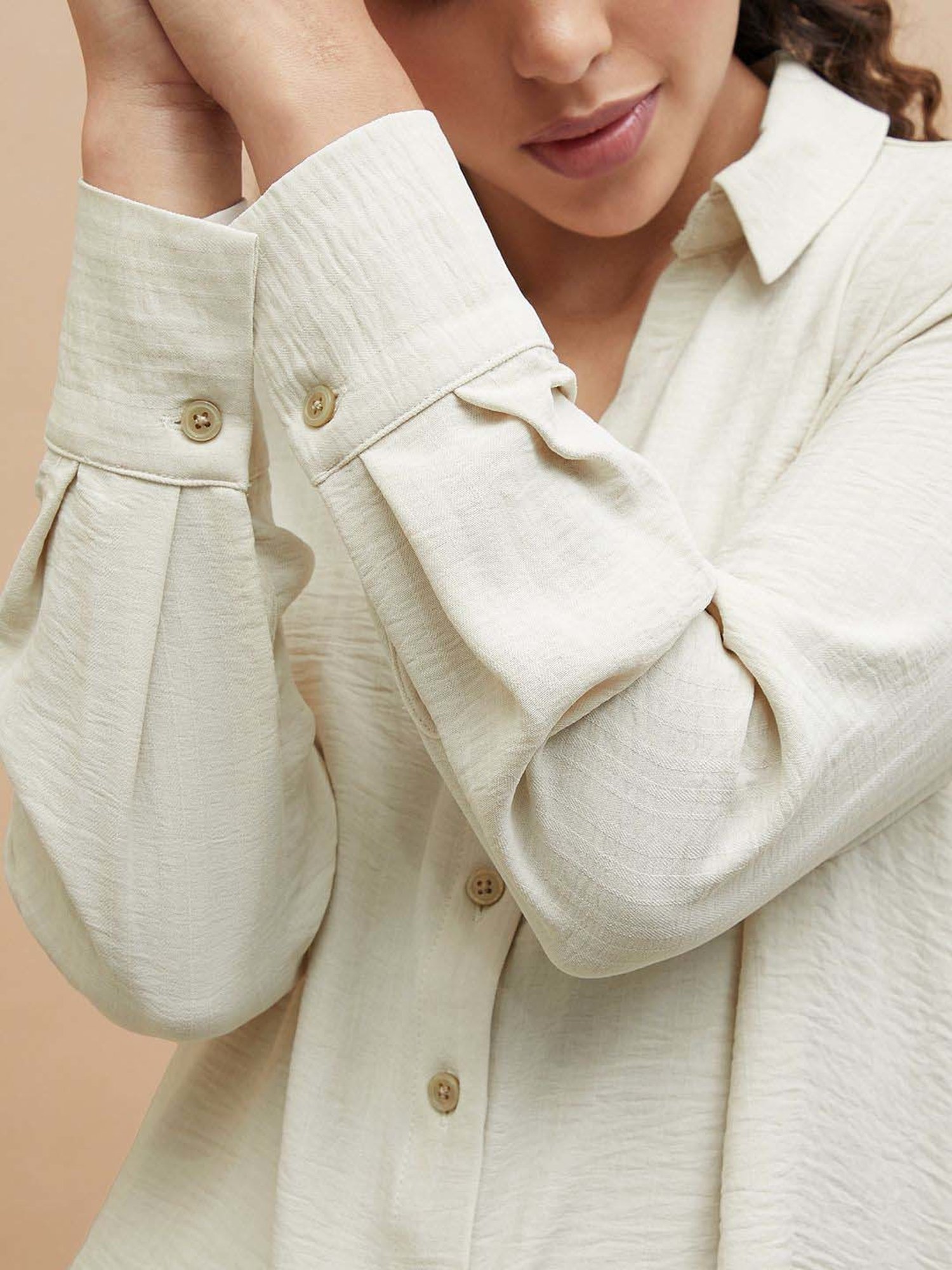 Code by Lifestyle Cream Regular Fit Shirt