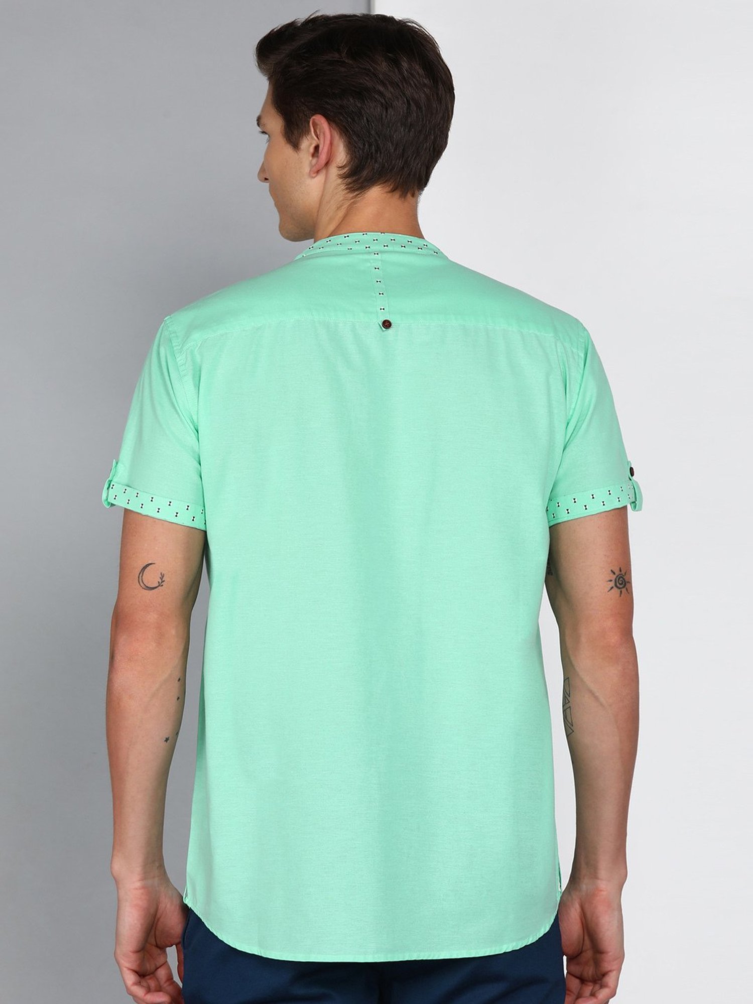 Kuons Avenue Mint Green Slim Fit Shirt