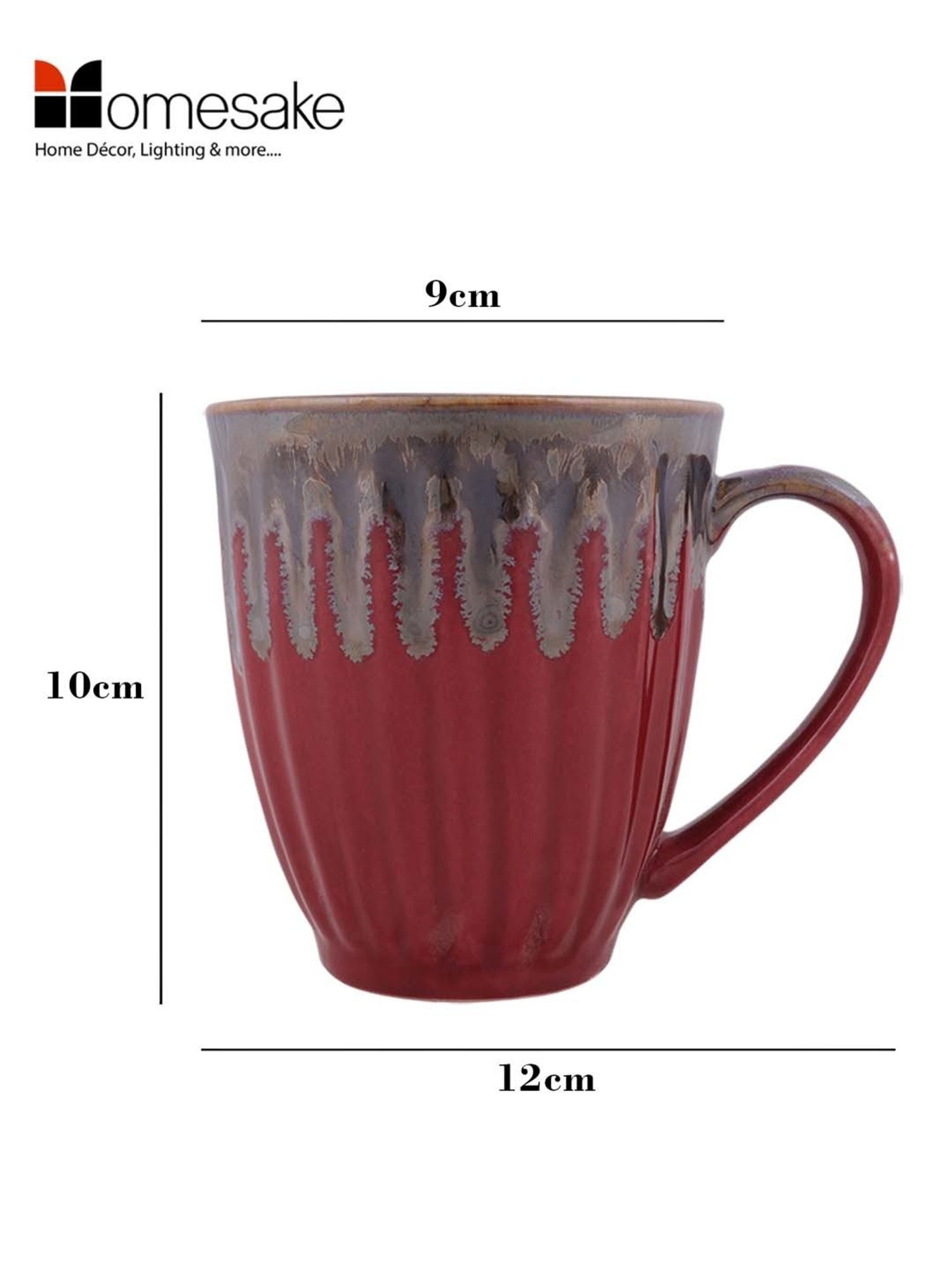 Homesake 'Altered Glaze Latte Melon' Red & Grey Ceramic Mug (0.26 L) - Set of 4