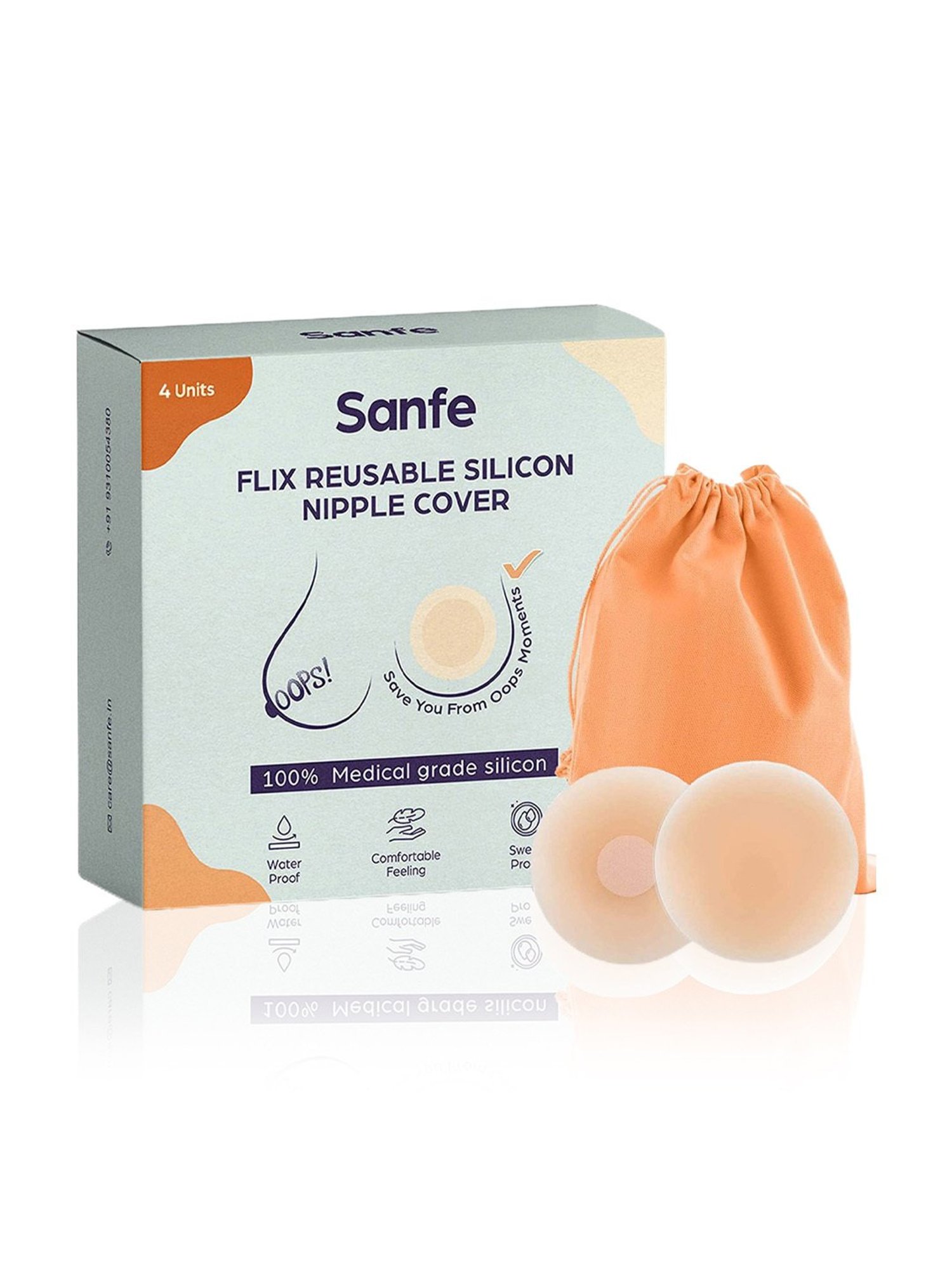 Sanfe Flix Reusable Silicone Nipple Cover - 4 Pieces
