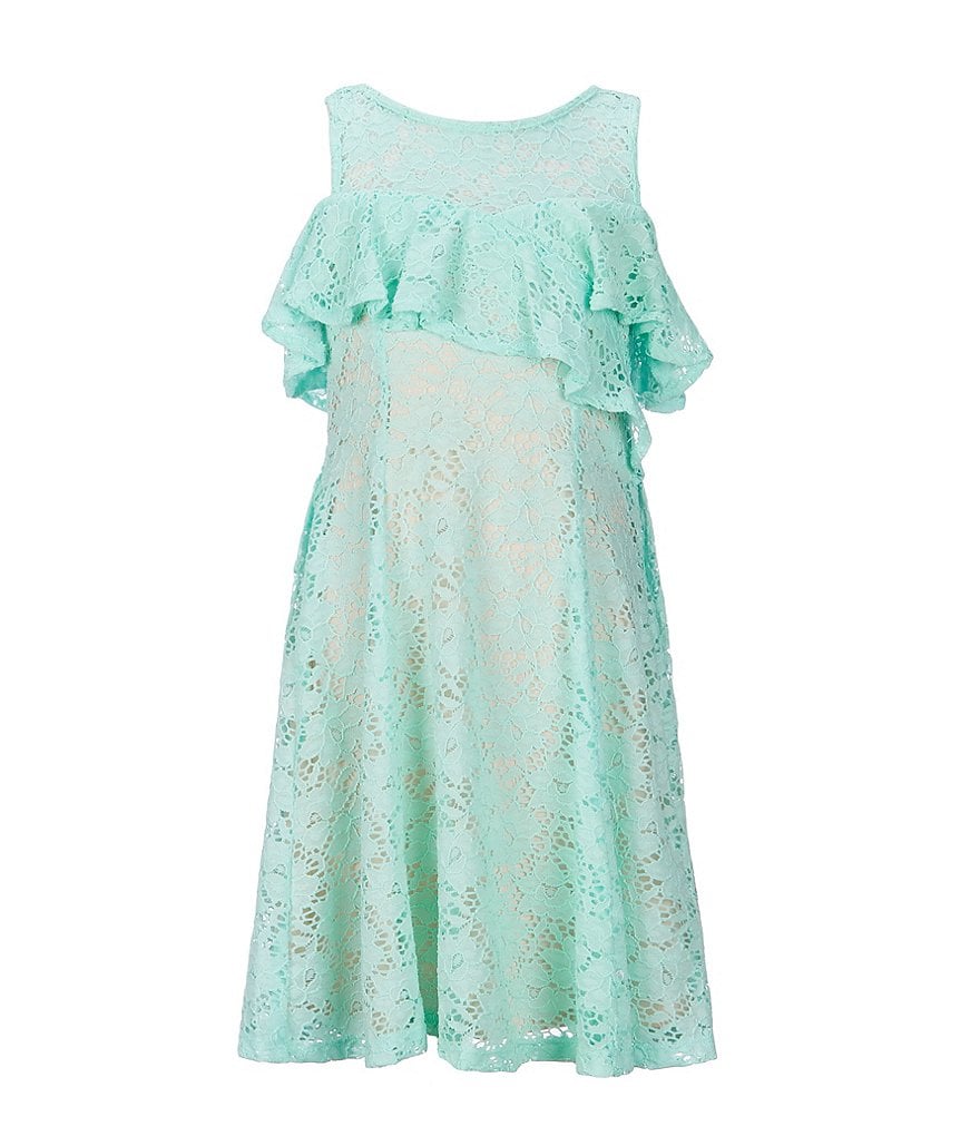 Bonnie Jean Big Girls 7-16 Cold-Shoulder Ruffle-Trim Lace Sheath Dress