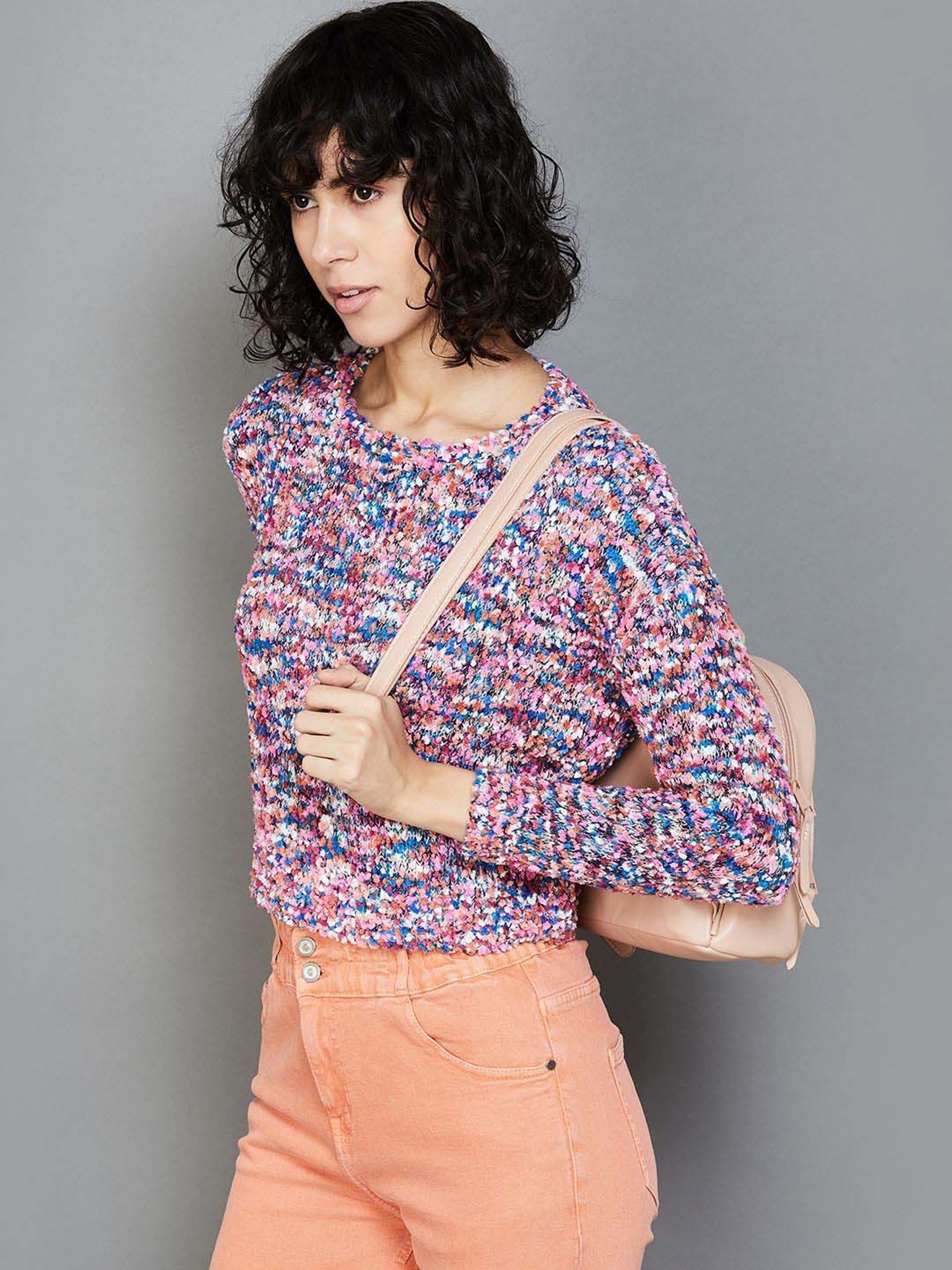 Ginger by Lifestyle Multicolored Self Pattern Sweater