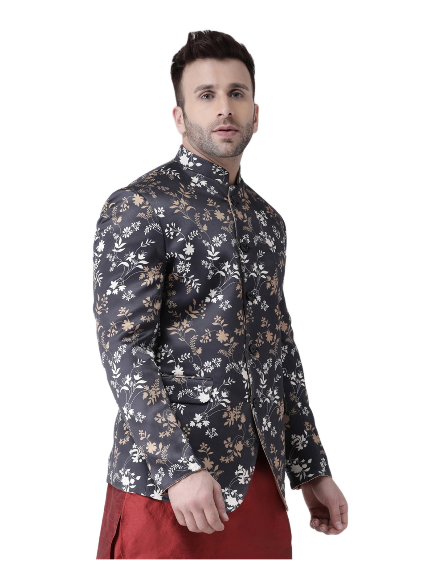 Hang Up Black Regular Fit Printed Blazer