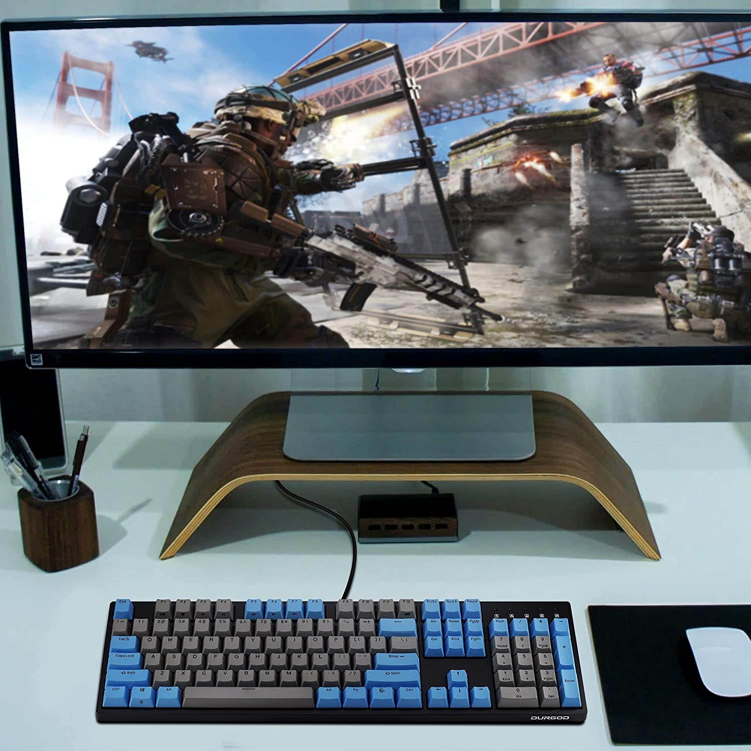 Durgod Taurus K310 Big Mechanical Gaming Keyboard - 104 Keys - Double Shot PBT - NKRO - USB Type C (Cherry Speed Silver,Black,ANSI/US)