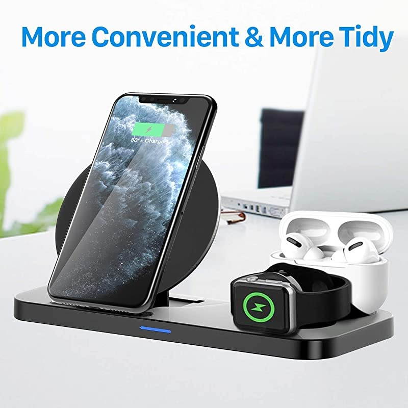 Charger Stand 3 in 1 Upgraded Charger Station for Apple Watch 12345 AirPods iPhone 1111pro11pro MaxXXSXRXS Max88 Plus Charging Dock Station for Other QiEnable Phone