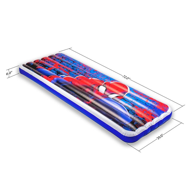 Living iQ Inflatable Jr Twin Portable Small Travel Size Kids Toddler Sleeping Air Bed Mattress, Marvel Spiderman