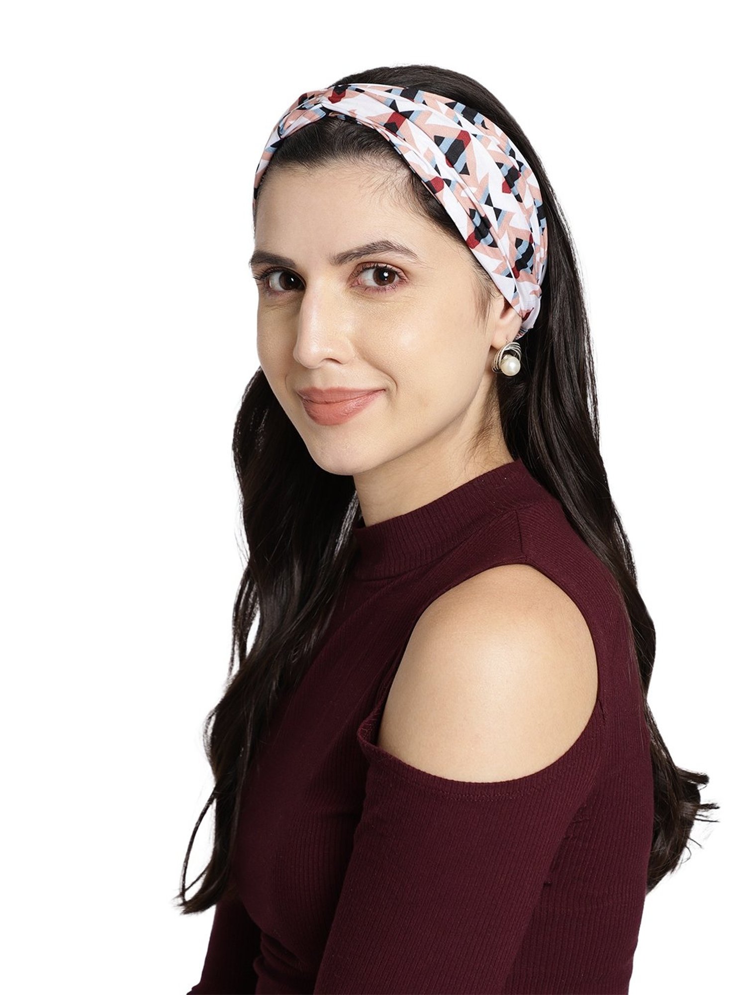Aditi Wasan White Printed Head Bands Pack of 2
