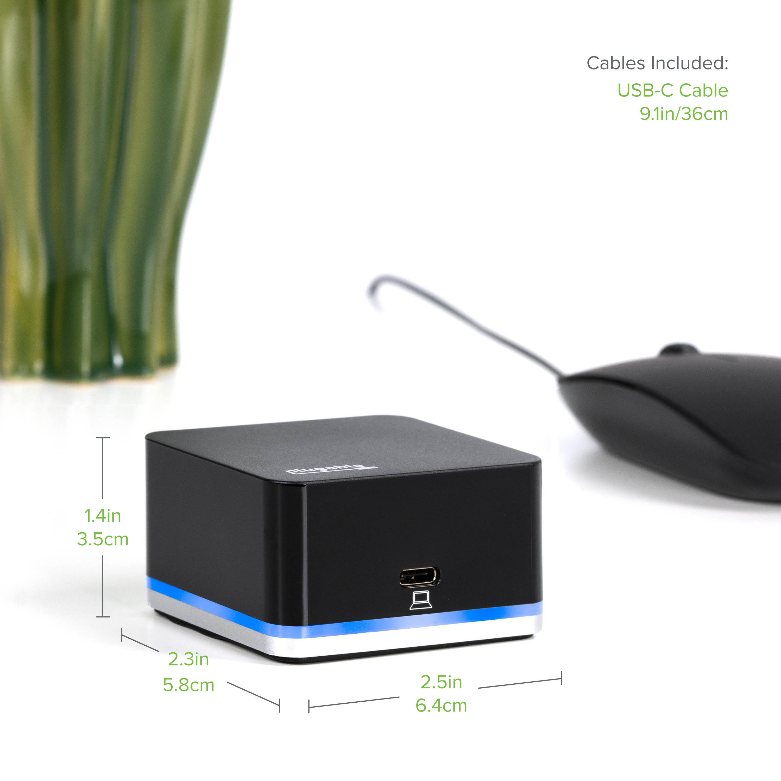 Plugable USB C Cube - Mini Docking Station, Compatible with Thunderbolt 3 Ports and Specific USB-C Systems (No Host Charging, Connect 1x HDMI up to 4K @30Hz Monitor, Ethernet, 3X USB Ports)