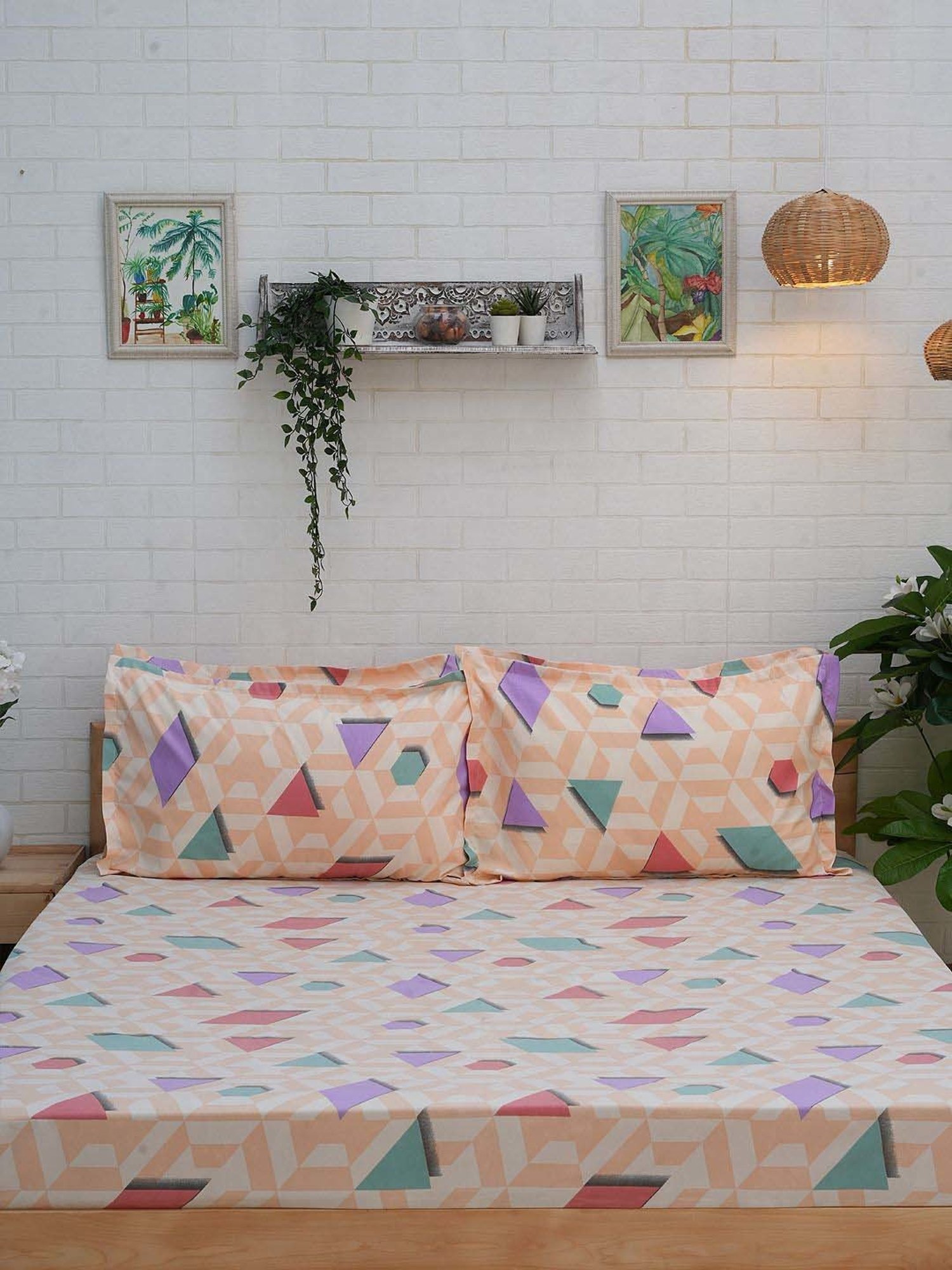 Ariana Orange Microfibre 120 TC Queen Bedsheet with 2 Pillow Covers