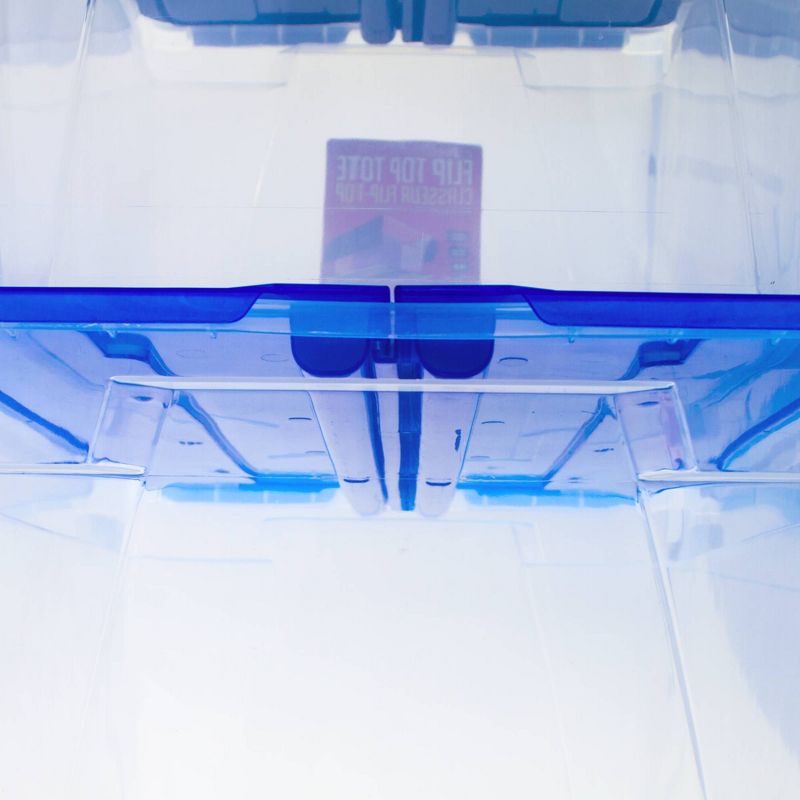 Storex 12gal 4pk Storage Totes with Blue Flip-Top Lids