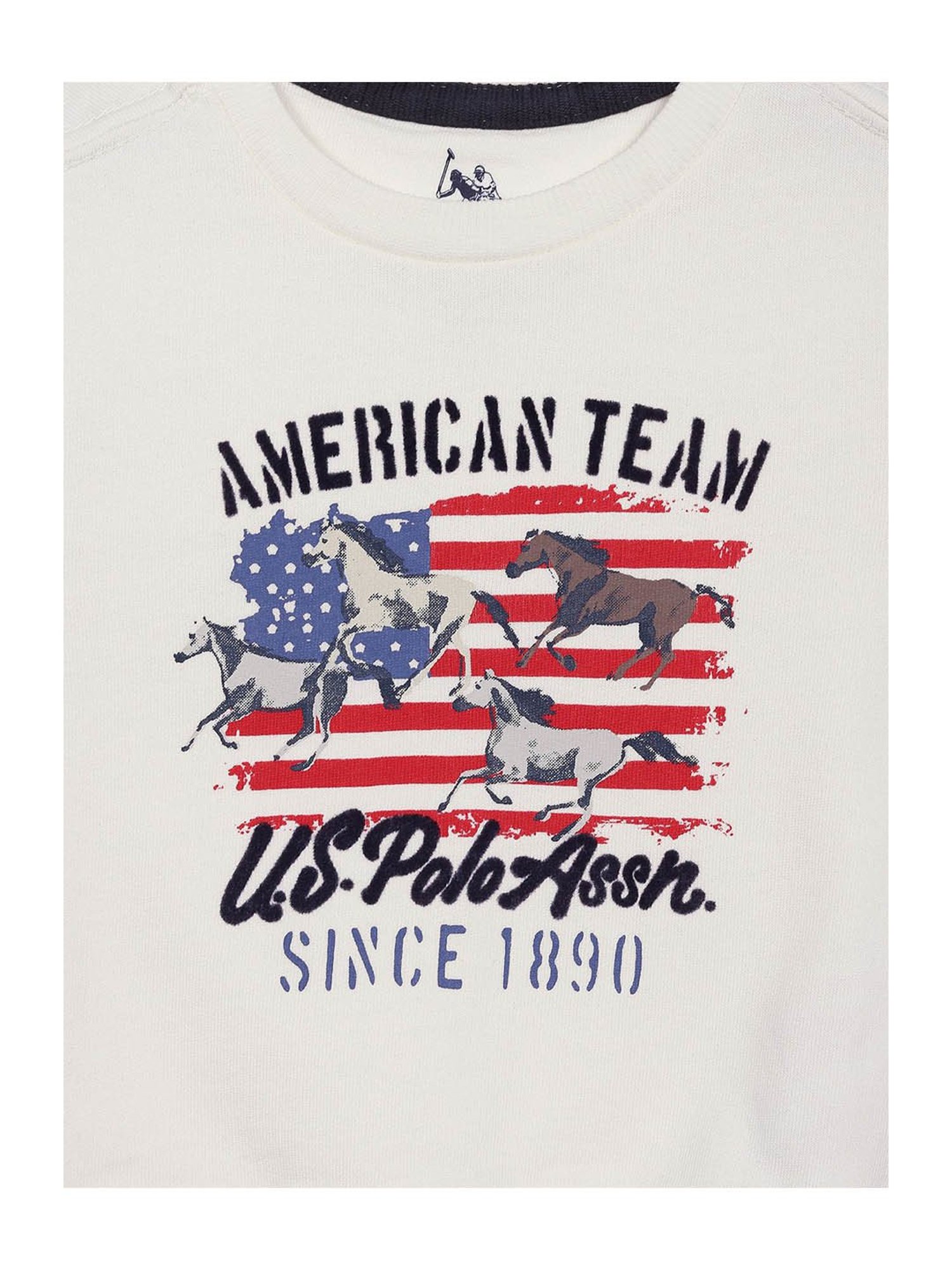 U.S. Polo Assn. Kids Off White Printed Sweatshirt