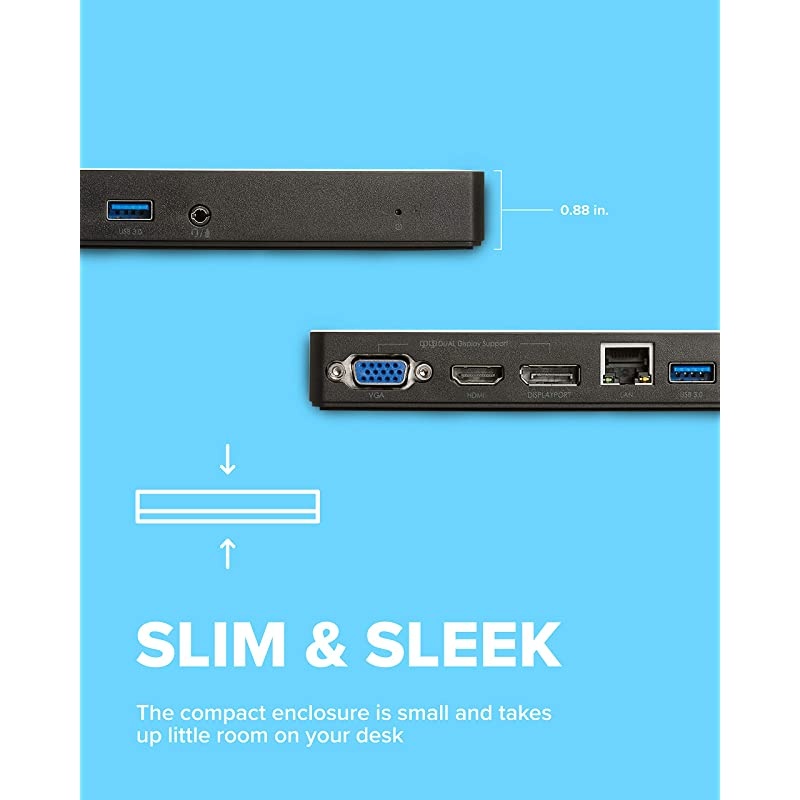 VT1000 Universal Dual Full HD USB 30 Laptop Monitor Docking Station Displaylink HDMI DisplayPort VGA RJ45 Ethernet for MacBook amp Windows 901147