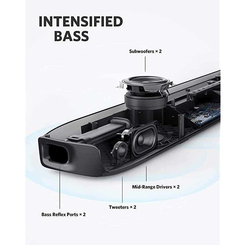 Infini Pro Integrated 2.1 Channel Soundbar with Dolby Atmos and Built-in Subwoofers, TV Surround Sound System with 4K HDR Pass-Through,HDMI Arc,Bluetooth 5 Wireless Music Streaming