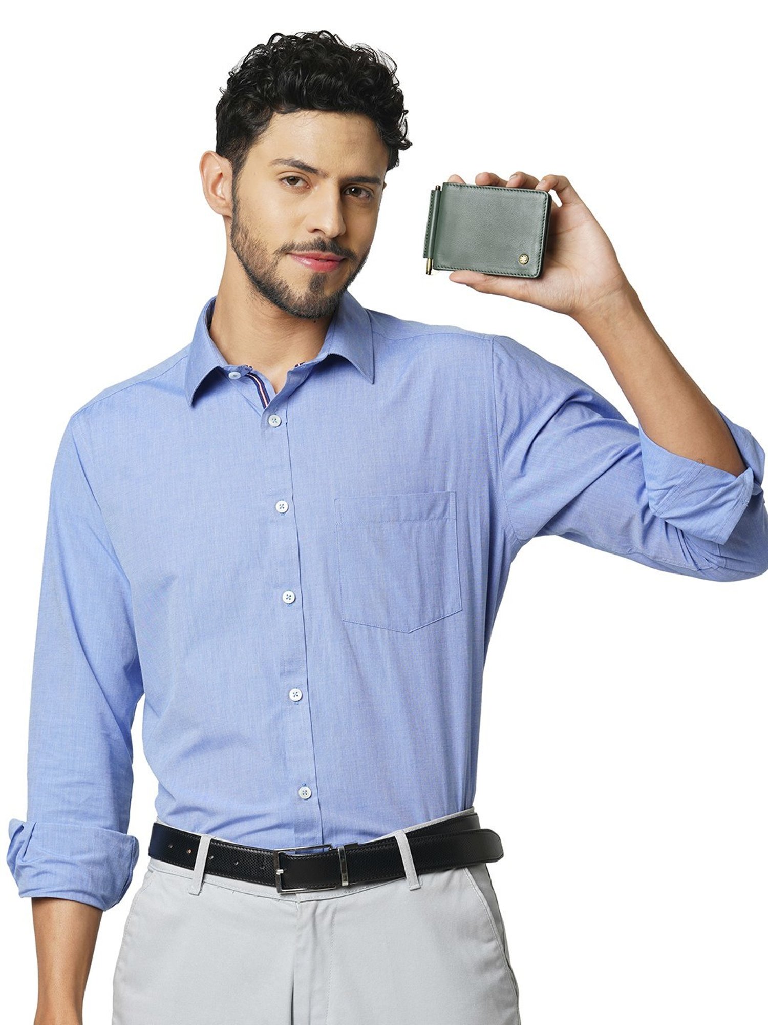 PERQUISITE Green Casual Leather Bi-Fold Wallet for men