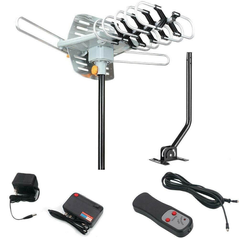 HDTV Antenna Amplified Digital TV Antenna 150Mile 360 Roton Outdoor With Pole