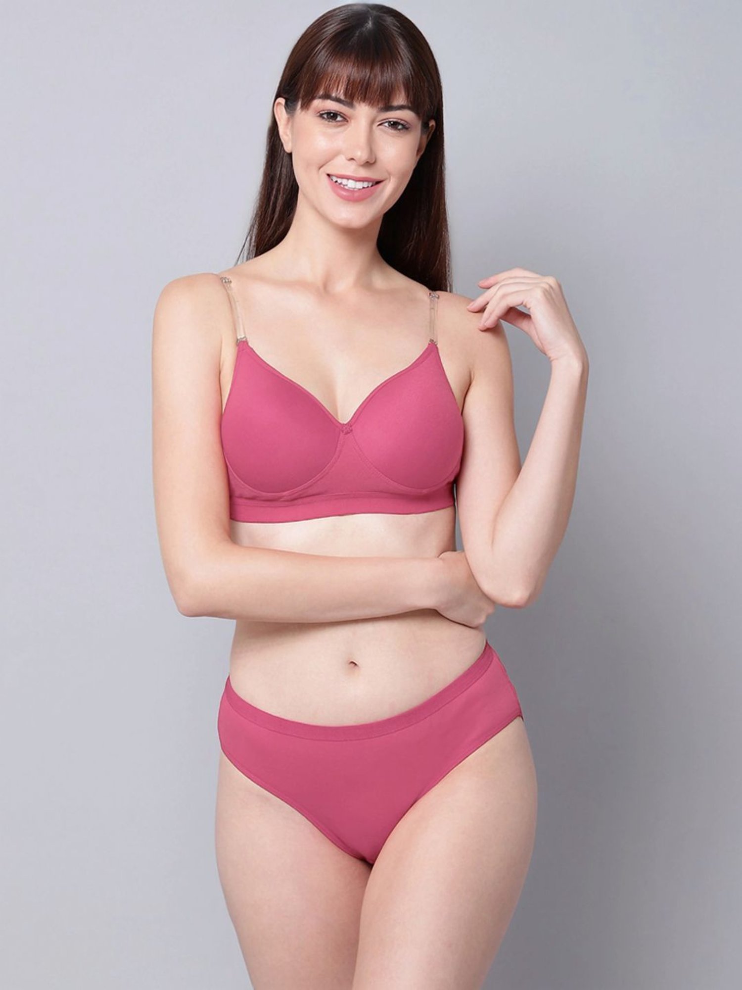 mod & shy Black Self Pattern Lingerie Set