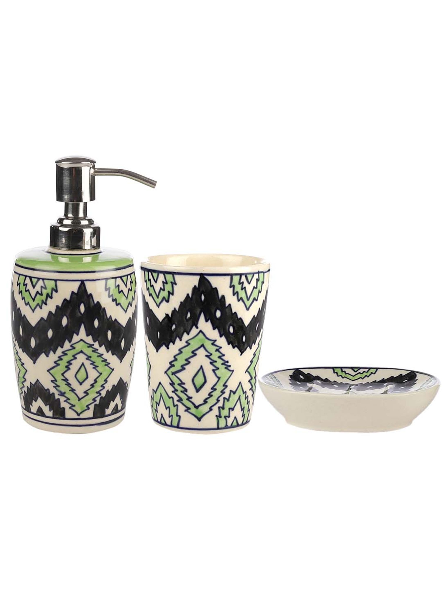 VarEesha Aztec Multicolor Ceramic Bath Accessories - Set of 3