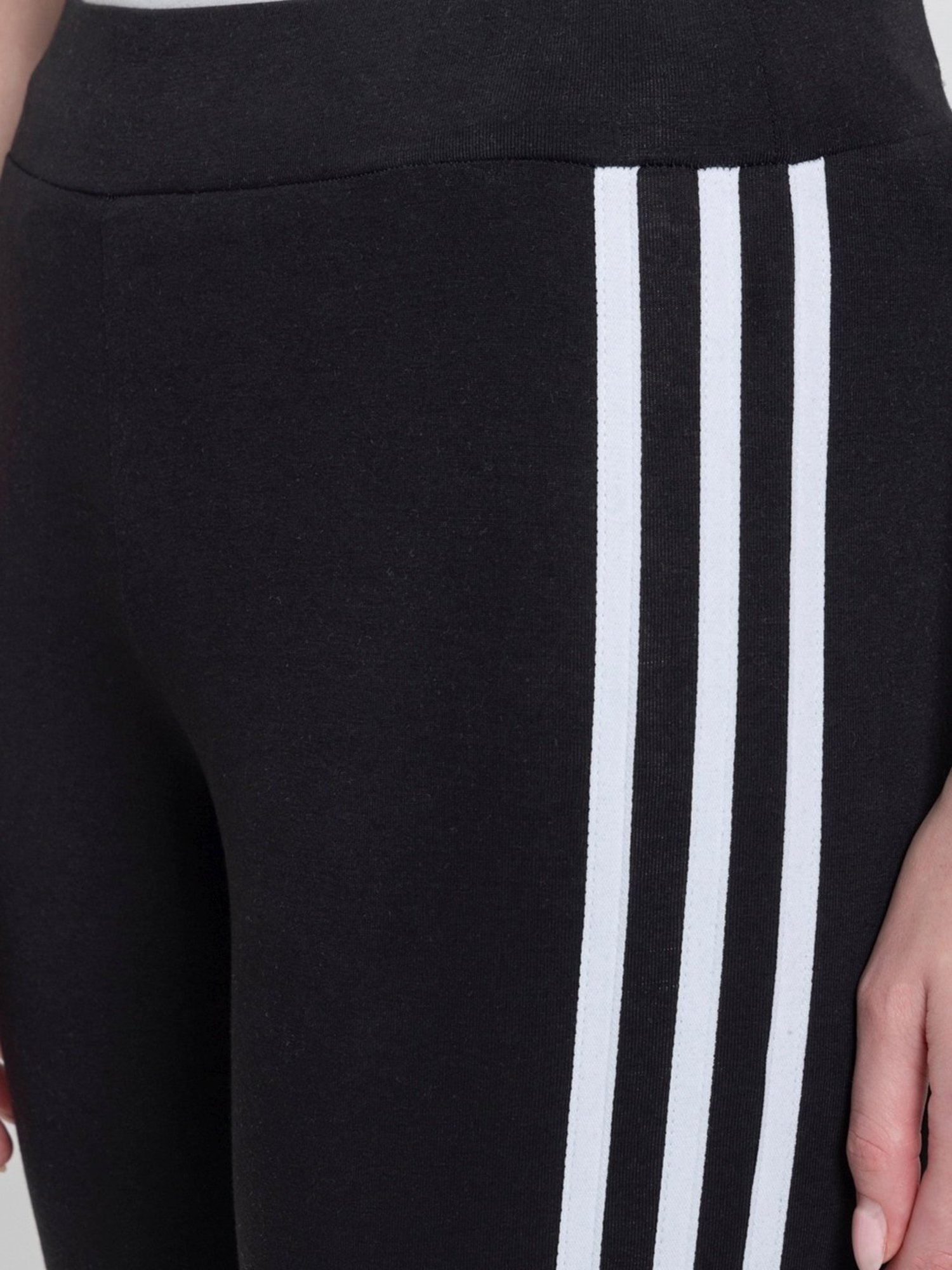 Adidas Originals Black Cotton Striped Tights