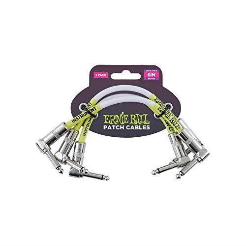 Ernie Ball 6" Angle Patch Jumper Cable, 3-Pack, White