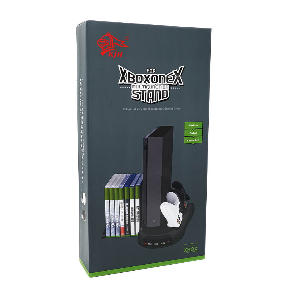 Multifunction Stand Vertical Stand Cooling Fan Charging Station Discs Storage for Xbox One X
