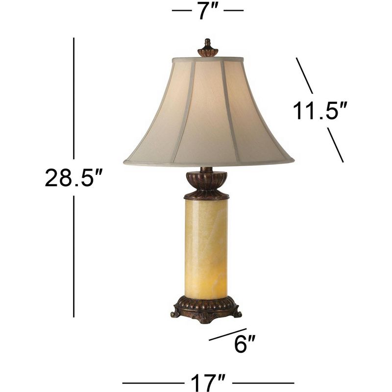 Barnes and Ivy Asian Table Lamps Set of 2 Natural Onyx Stone Off White Bell Shade for Living Room Family Bedroom Nightstand