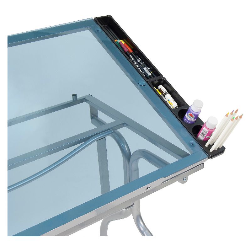 Folding Craft Station - Silver/Blue Glass