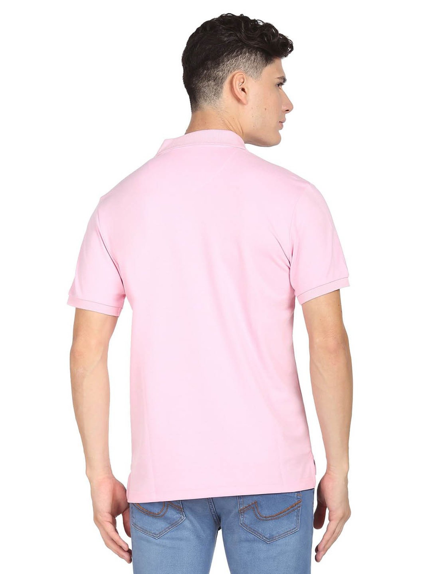 AD by Arvind Pink Slim Fit Polo T-Shirt