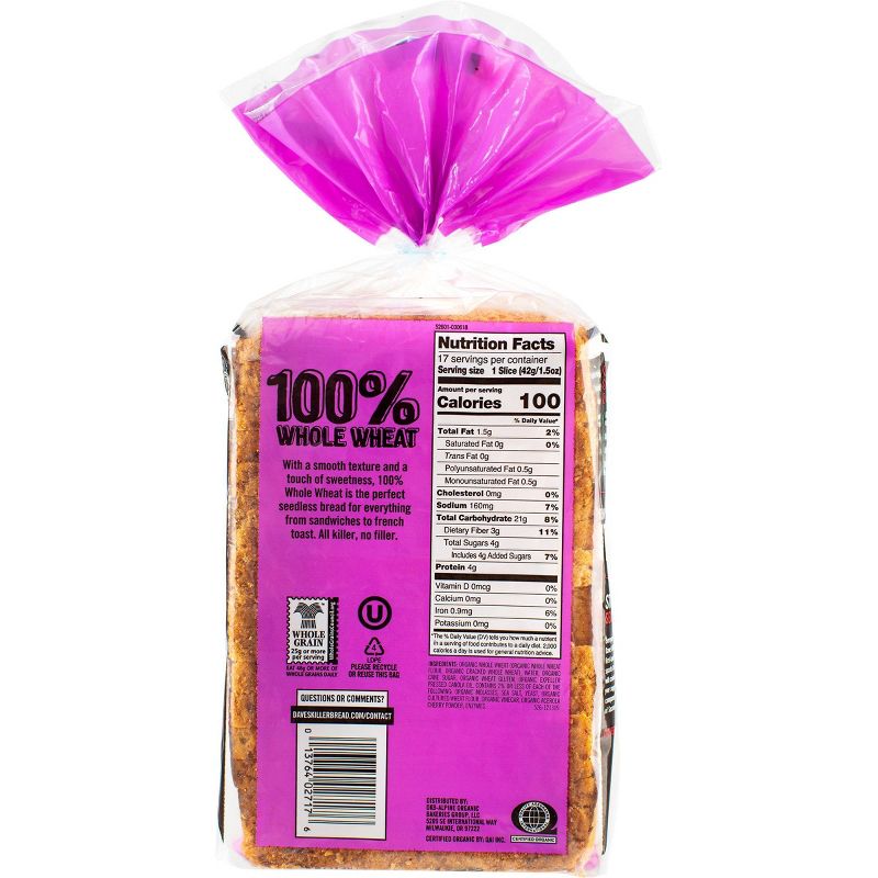 Dave's Killer Bread Organic 100% Whole Wheat Bread - 25oz