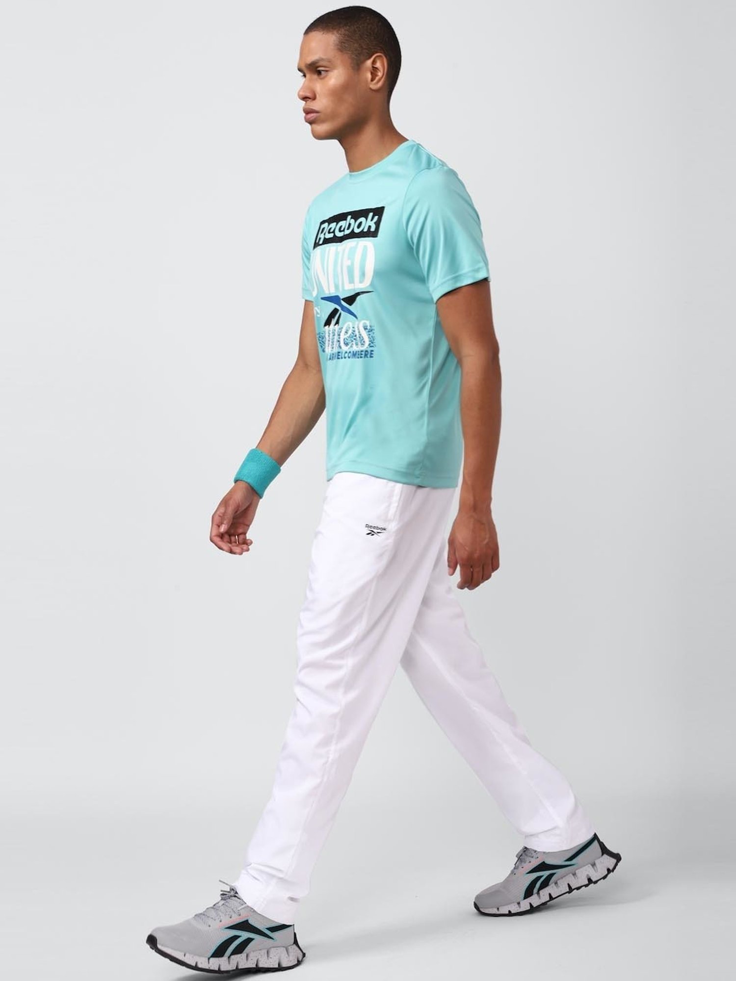 Reebok Blue Slim Fit Printed T-Shirt