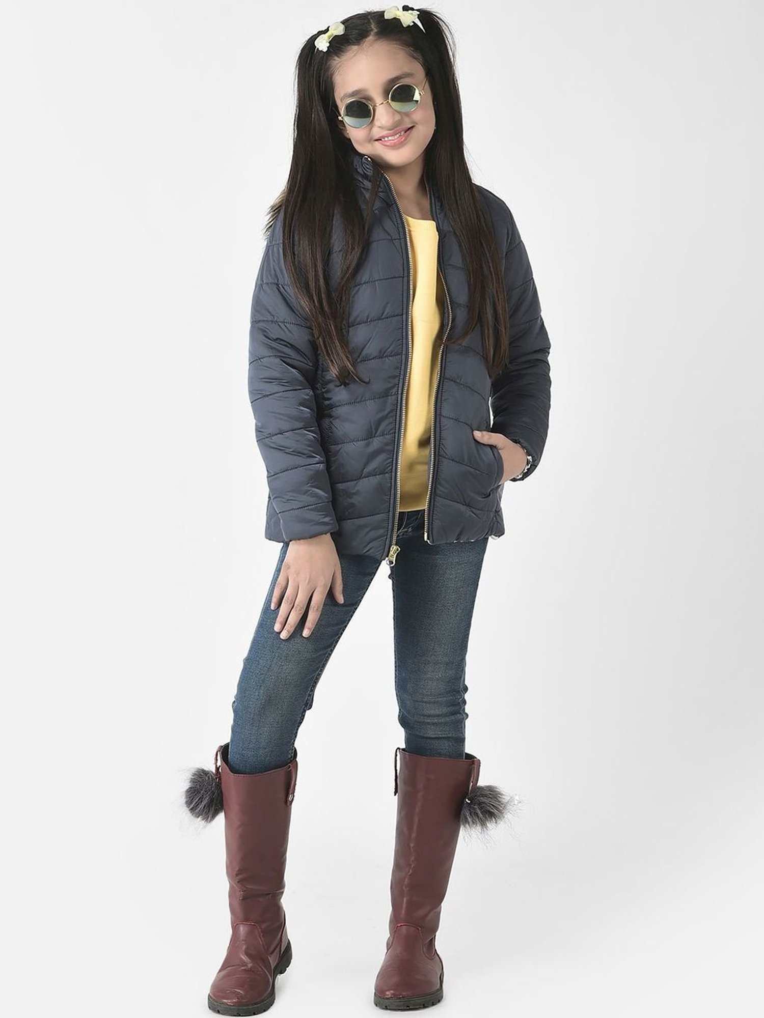 Elle Kids Black Self Pattern Jacket