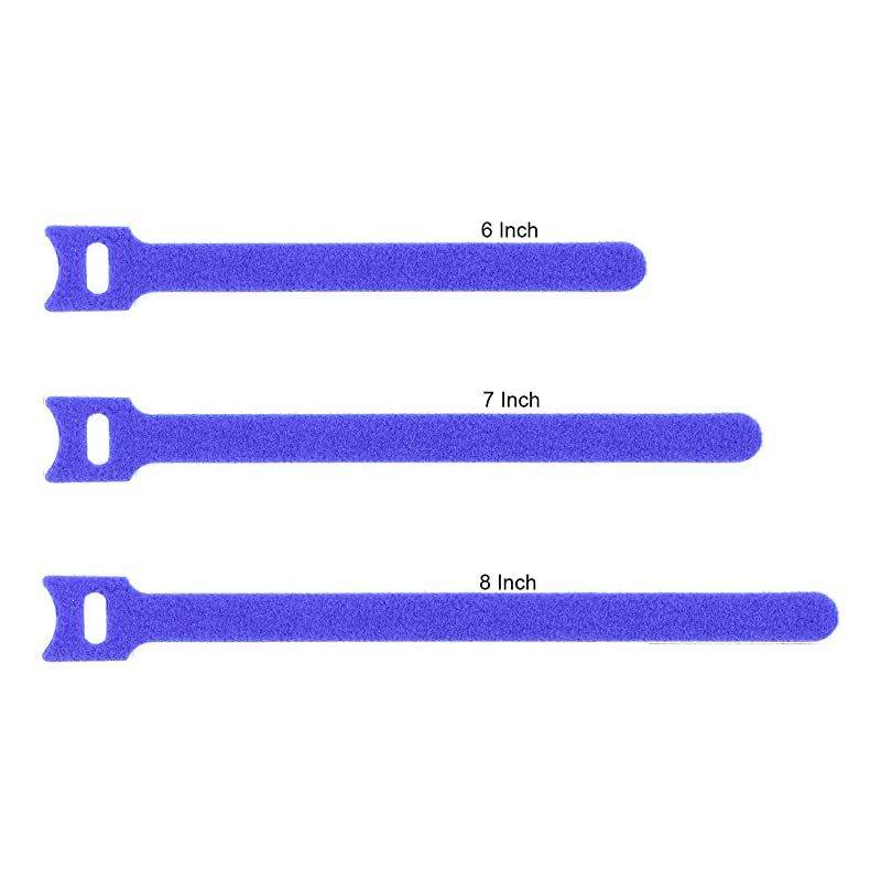 50pcs Reusable Fastening Adjustable Cable Ties Wire Management 7 Inch Blue