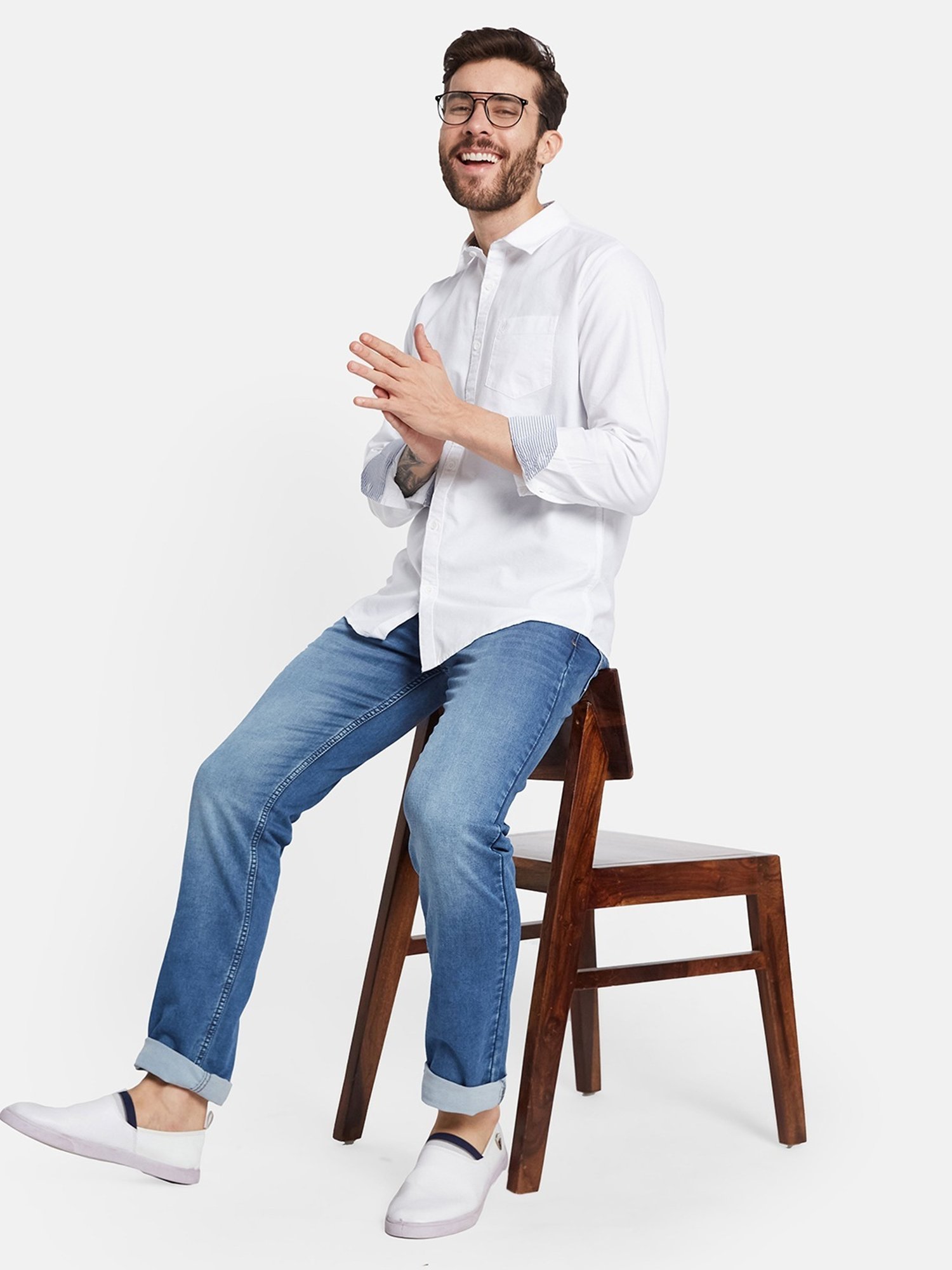 Mettle White Cotton Regular Fit Shirt