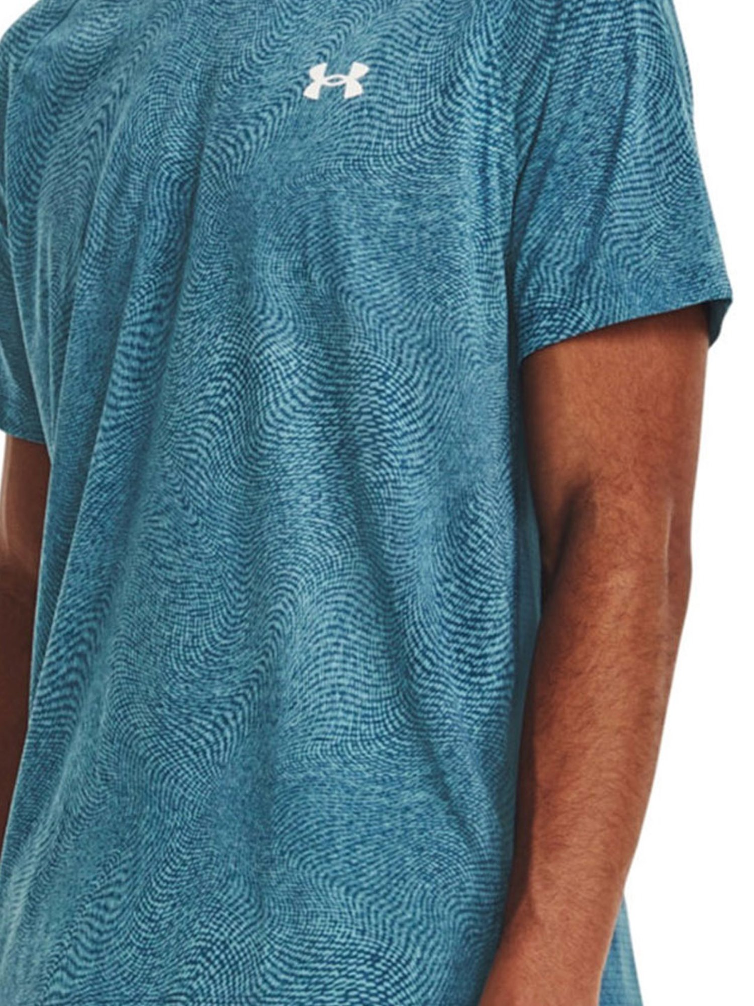 Under Armour Blue Regular Fit Self Pattern Sports T-Shirt