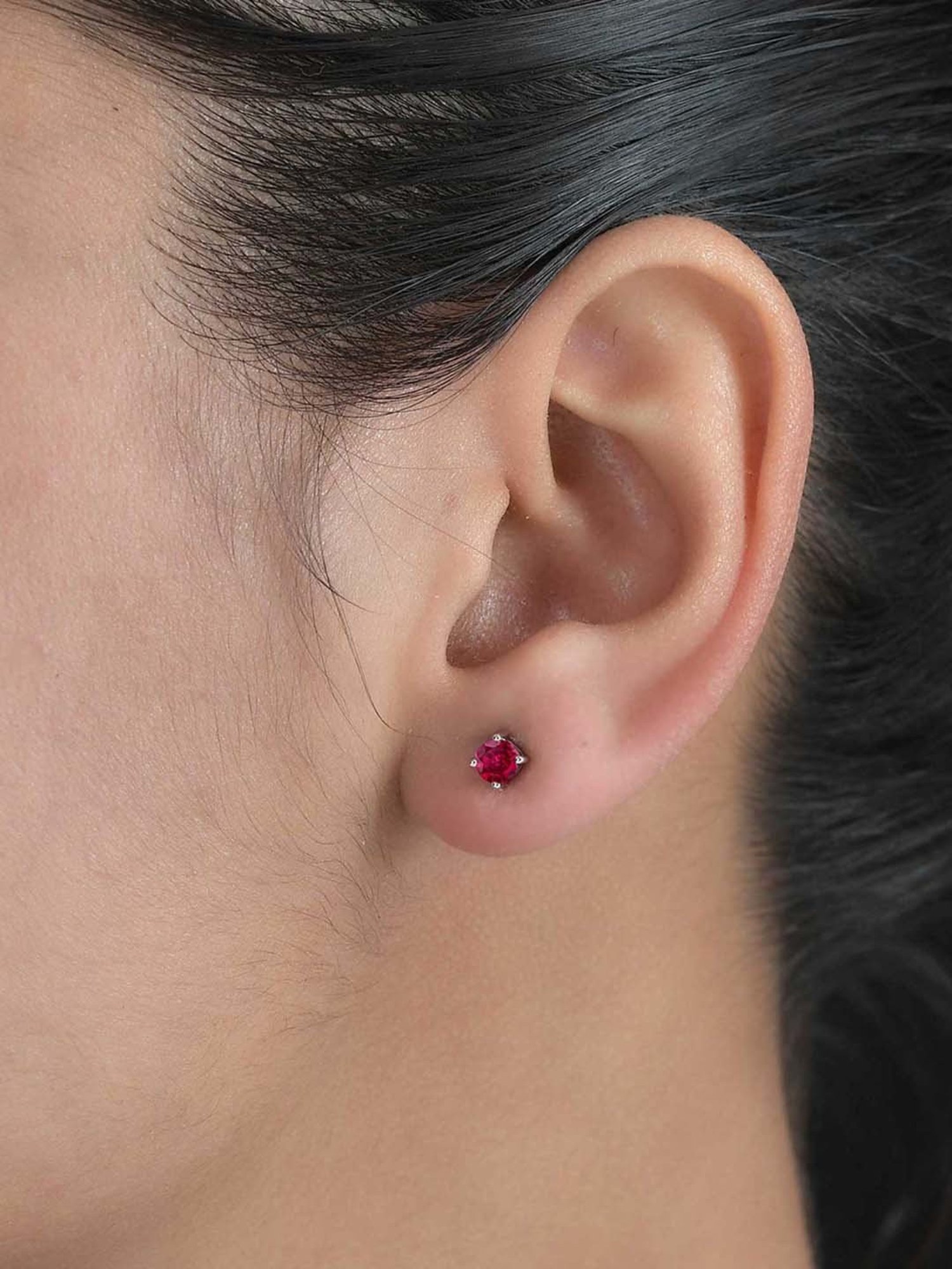 Ornate Jewels 92.5 Sterling Silver Red Ruby Stud Earrings for Women